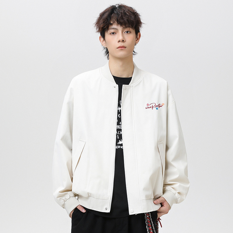 衣品人生男装美式花卉刺绣夹克外套男女春秋潮牌防水棒球服情侣装|undefined