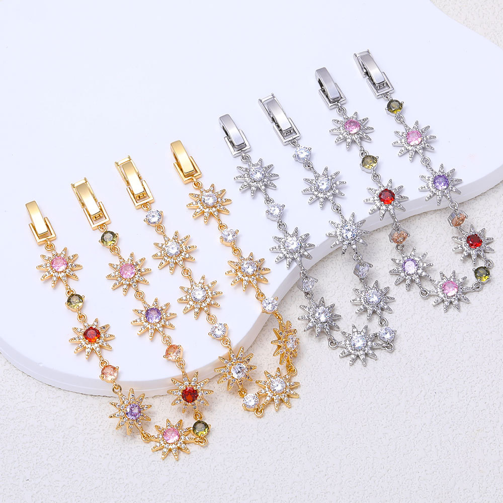 Pulsera de girasol de circonita colorida para mujer, ajustable, de estilo minimalista, lujo discreto, sencilla, moderna y versátil._voghion.com
