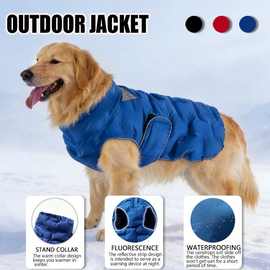 跨境宠物衣服冬中大型犬金毛拉布拉多冬季魔术贴狗狗两脚羽绒棉衣