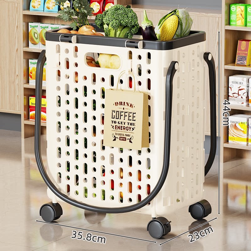Carrito de Compras Plegable Portátil de PP de Alta Resistencia, Silencioso, para Hogar y Supermercado image 8