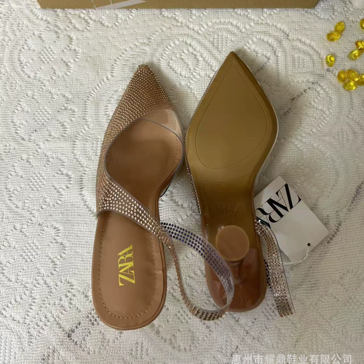 Zara, stiletto heels PVC, belt low-cut, sandals