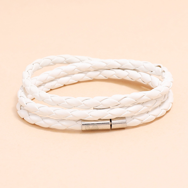 Fashion braided leather multi-loop bracelet wholesale
