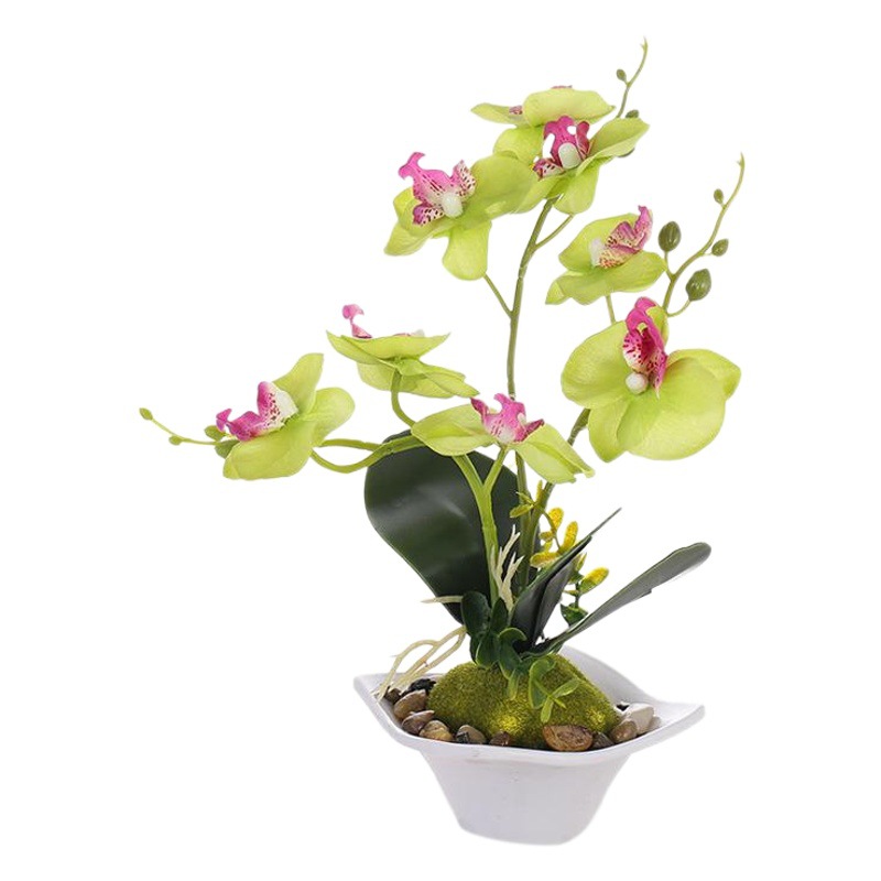 Nueva Phalaenopsis Bonsai de tres horquillas flor artificial decoración creativa Planta artificial suministro directo de fábrica de una sola pieza entrega