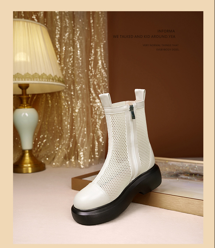 Boot lưới nữ cổ thấp thoáng khí mùa hè phong cách Martin — Màu đen chi tiết 20