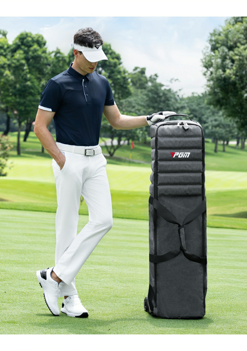 Túi du lịch chơi golf có chân đế, chống va đập, dày dặn — Túi khí ròng rọc màu xám [Chân đế có thể gập lại/Bông ngọc trai dày/Có khóa mã] HKB017 chi tiết 13