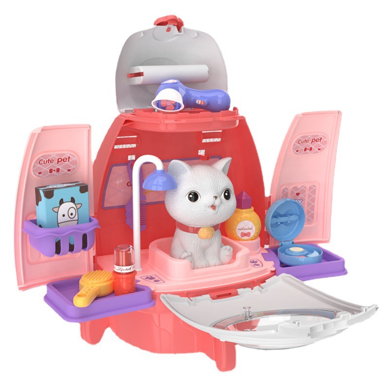 El comercio exterior de los niños de simulación de perro mascota vestidor cosméticos traje de juego casa cohete mochila mascota doctor juguete