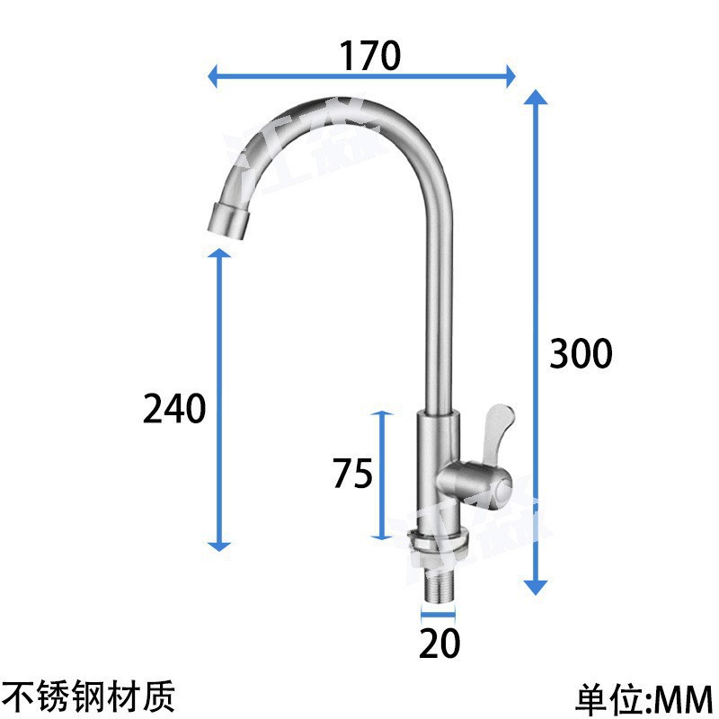 304 acero inoxidable cocina grifo 4 puntos giratorio grifo transfronterizo ingeniería mayorista doméstica cocina grifo de agua fría única