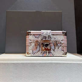 高级感真皮蛇纹手提盒子包包女2025新款高档外贸跨境包单肩斜挎包