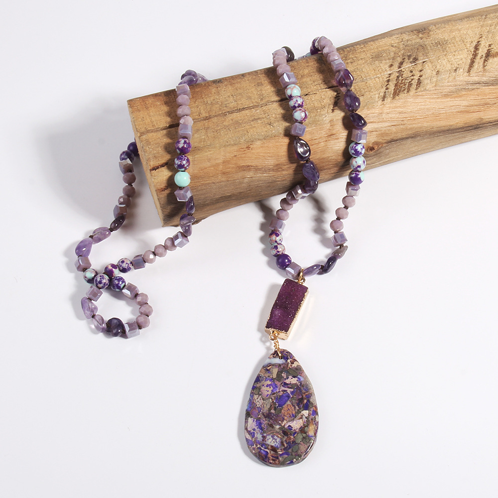 75g Weight Semi-precious stone, Natural Stone Pendant Material Sweater Chain Classification Semi-precious stone, Natural Stone Chain Material 1 Piece Quantity Daily Occasion Semi-precious stone, natural stone Material Water Droplets Pattern Unisex Gender Beaded Design Bohemian Style Bohemian Water Droplets Semi-precious Stone Natural Stone Sweater Chain In Bulk Natural Stone Necklace 7