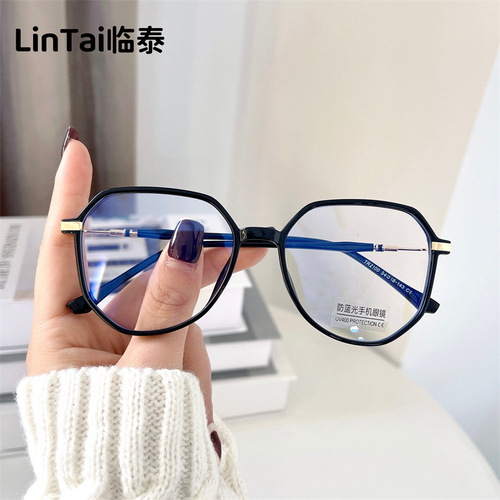 2100t New Ultra-Light TR Myopia Glasses for Women, Polygon Frame, Simple Non-Random Blue Light Blocking Glasses