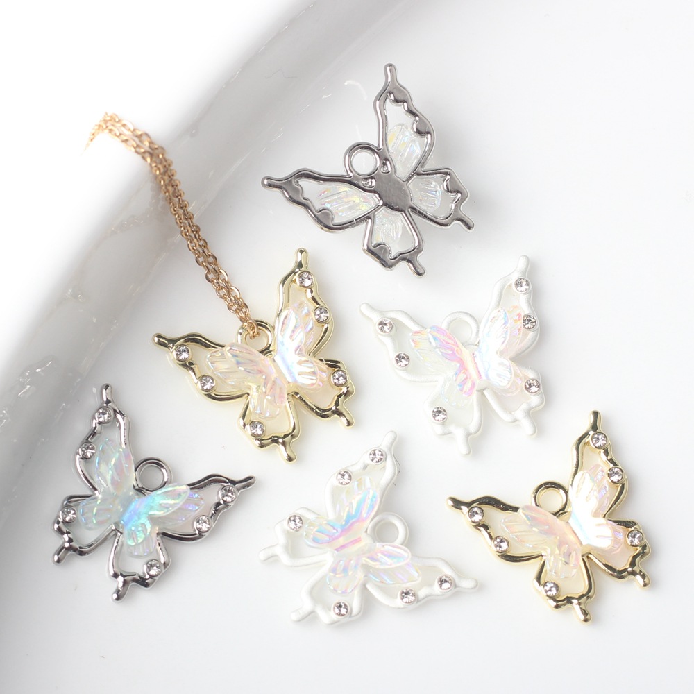 10 Pcs/package Ig Style Sweet Butterfly Alloy Resin Plating Inlay Jewelry Accessories display picture 7