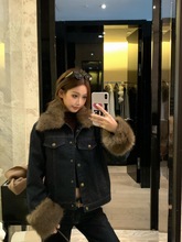 高级感毛毛领长袖牛仔外套2025秋季新款时尚加厚保暖洋气上衣女潮