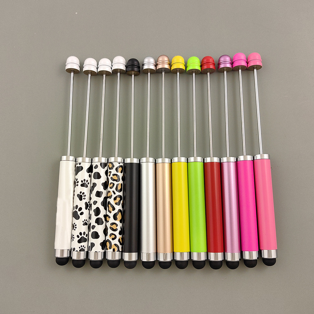 Pluma de pantalla táctil de metal al por mayor bricolaje bolígrafo de cuentas hecho a mano bolígrafo capacitor tres en uno beadable pen