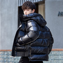 轻奢羽绒服男2025年冬季新款学生加厚免洗保暖白鸭绒亮面短款外套