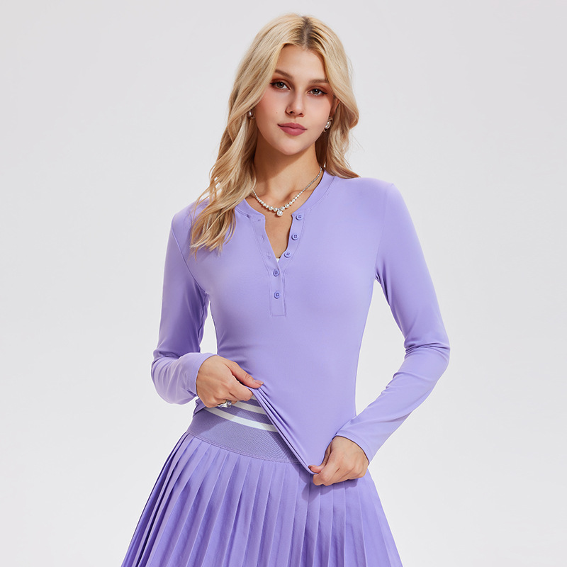 Camisas deportivas de Henry, mangas largas, desnudas, yoga, vestidos deportivos, tenis, mujeres.