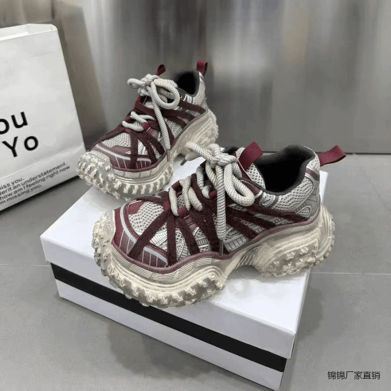 Жареные уличные ботинки папы женские новые толстые подошвы увеличены