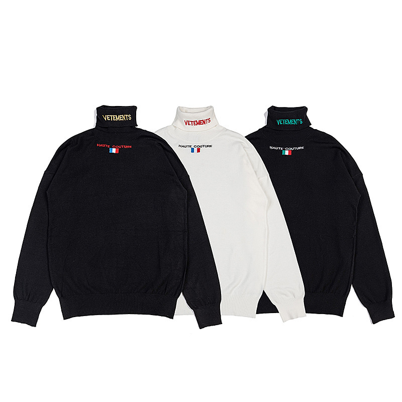 Cross-border Wholesale New VTM Vitt Cute Simple Fashion Versatile Turtleneck Knitted Men's and Women's Clothing Sweater Long Sleeves