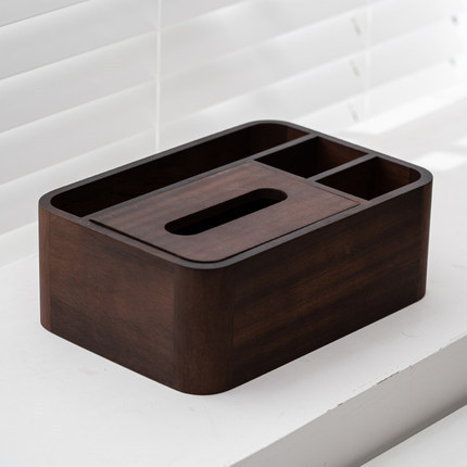 Caja de pañuelos de nogal negro hogar caja de pañuelos de estilo chino sala de estar multifuncional caja de almacenamiento de madera maciza mesa de té caja de organización