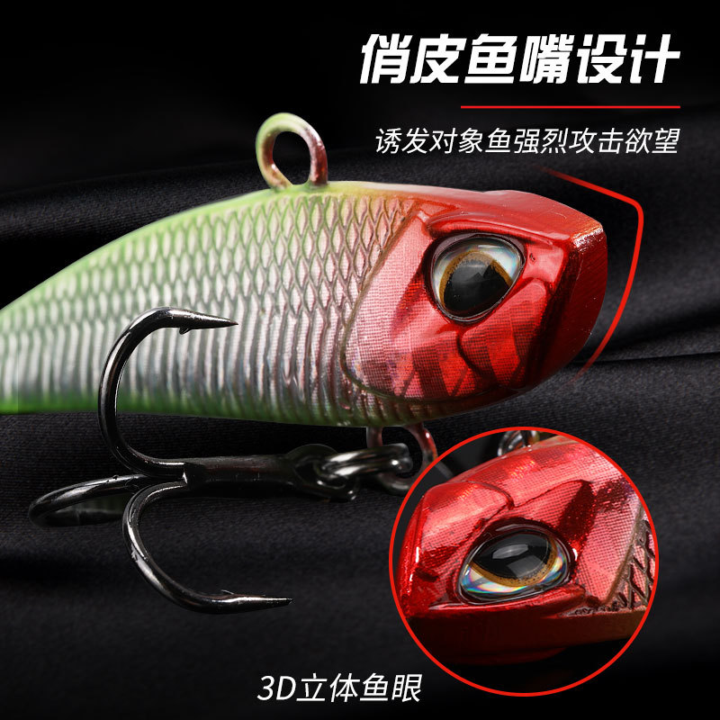 Nuevo estilo con lentejuelas giratorias compuesto de metal VIB completo capa de natación de tiro largo luya cebo artificial cebo bajo rebordear 21g