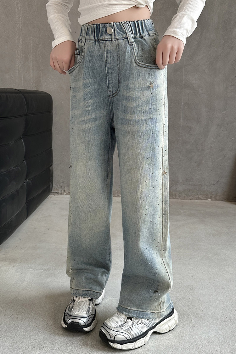 Rhinestone Jeans New Children's Miscellaneous European And American Jeans_viptrois.com