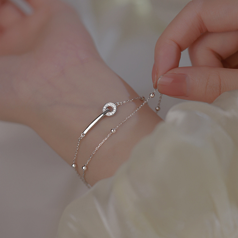 Bracelet Girl Summer Double Layer Fold Wear ins Niche Design 2022 New Light Luxury Advanced Girlfriend Bracelet Chain