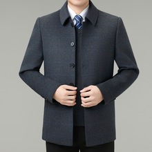 高档正品双面呢羊毛大衣男2025商务休闲中年爸爸加厚保暖羽绒外套