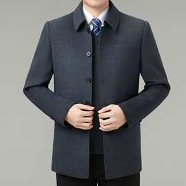 高档正品双面呢羊毛大衣男2025商务休闲中年爸爸加厚保暖羽绒外套