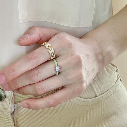 Flower ring for women Korean style fashion fresh love water drop open ring stackable elegant index finger ring trendy