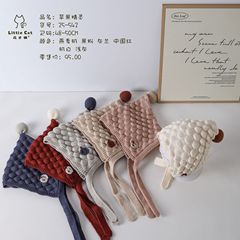 筱才猫秋冬儿童男女宝宝帽针织苹果精灵童帽保暖护耳毛线帽25-542
