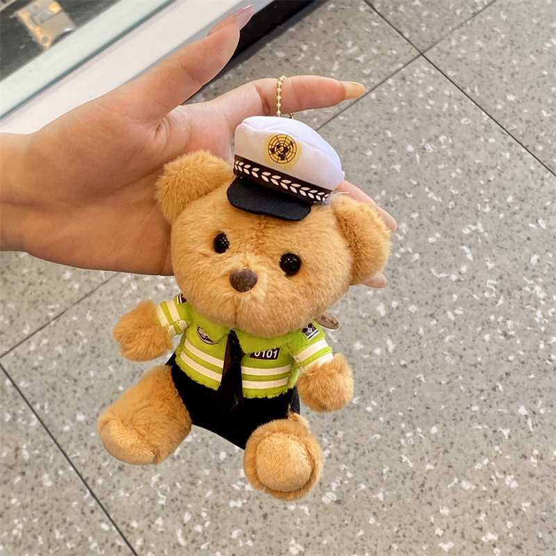 在庫あり交通警察クマペンダント人形スクールバッグペンダントオートバイ小型警察ぬいぐるみ消防士クマカスタムロゴ|undefined