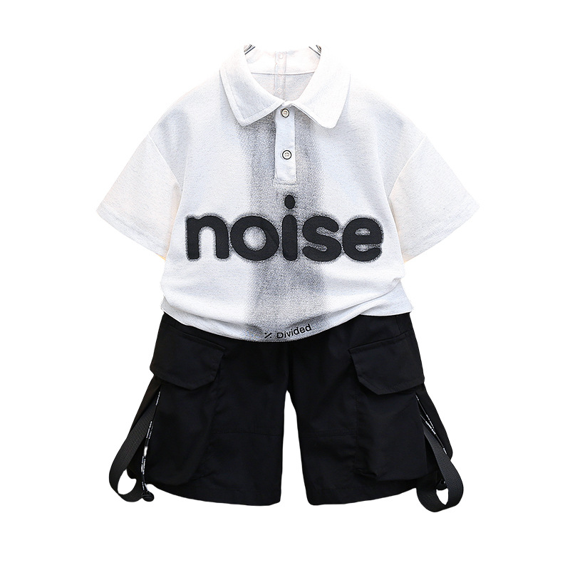 7196 Camisa POLO de verano para niños Pantalones cortos de manga corta de la calle frita para niños 2025 nuevos monos casuales ropa de verano para bebés