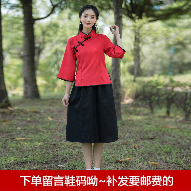 民国学生服女子五四青年服復古民国風学生服中山服合唱舞台公演班服|undefined