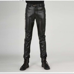 Shilin Fall/Winter New Leather Pants Men's Slim-fit Tight Foot-fit Large Size Thin Motorcycle Riding Leather Pants Men's Fashion Wholesale