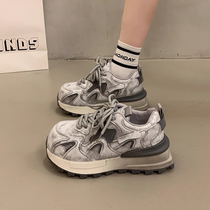 Forrest Gump Shoes Women's Spring Dad Shoes 2025 New Versatile Casual Sports Women's Shoes Thick-Soled Retro Waffle Shoes