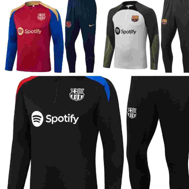 Barcelona Football Uniforms, Arensen Football Uniforms, Royal Horse Football Training Uniforms, Long-Sleeved Half-Zip Jerseys, Horse Games Set