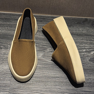 Summer Retro High Street Style Youth Leather Shoes Youth Slip-On Genuine Leather Sneakers Men's Fashion Casual Lazy Loafers