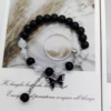 Black buoyant butterfly skewers bracelet#SZ457