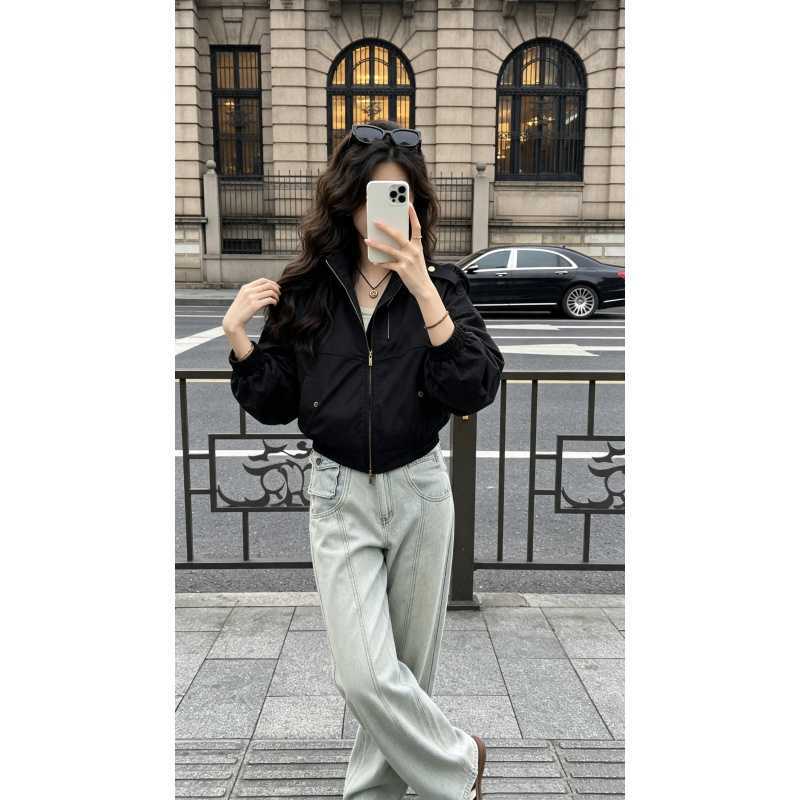 ICH MODE 美式立领短款外套女2026新款流行秋季休闲工装夹克上衣