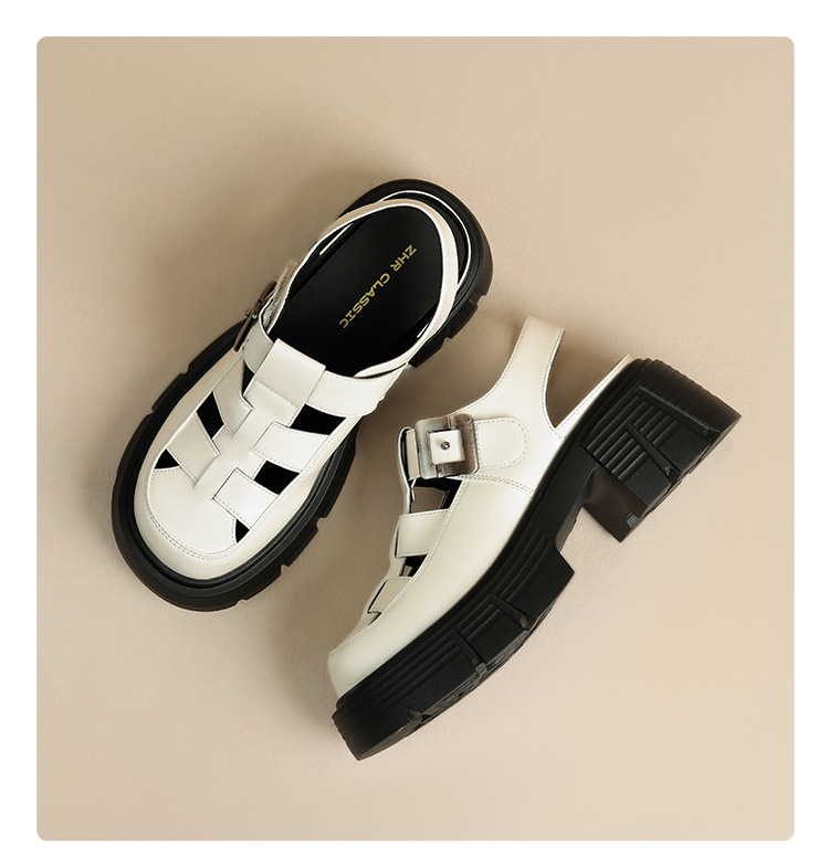 Sandal đế dày nữ phong cách Hàn Quốc quai chữ V tôn dáng — KN27 màu đen chi tiết 14