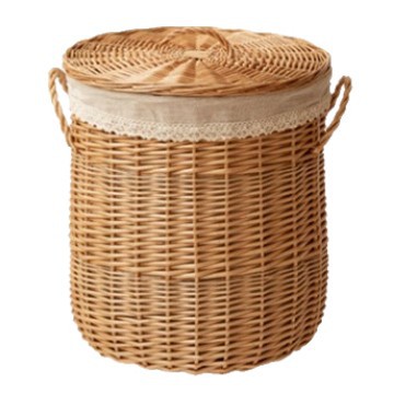 Cesta de ropa sucia personalizada con cubierta de sauce tejida a mano de doble mango cesta de almacenamiento de ropa de baño de alojamiento