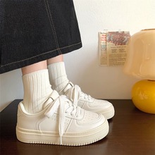 日系百搭奶fufu小白鞋女学生显脚小2024夏季新款ins复古休闲板鞋