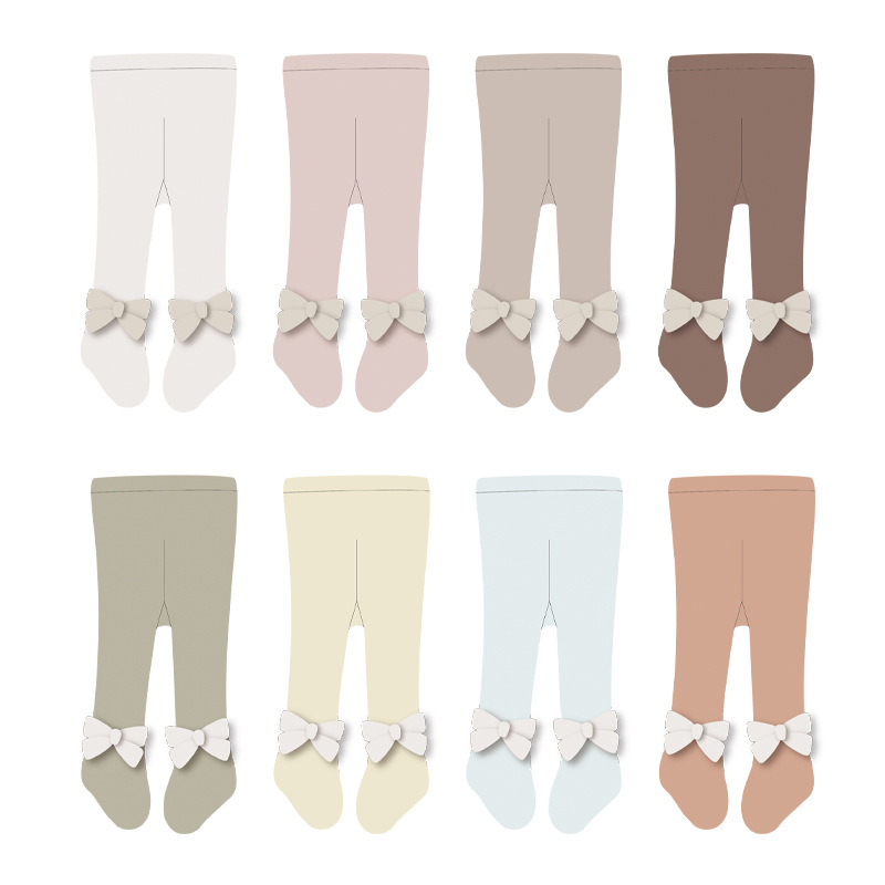 Fábrica de medias de la industria de la ropa de cama de amigos personalizada mayorista para niños algodón peinado vestidos de la princesa leggings arco