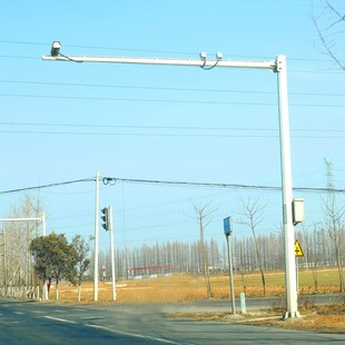 Road Octagonal Monitoring Pole Traffic Signal Light 6.65m Outdoor Hot-Dip Galvanized Octagonal F Plum Maple Lighting