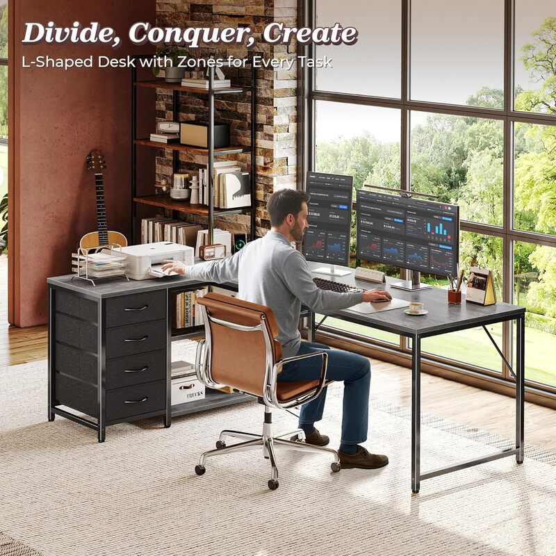 Modern Simple Computer Storage Integrated Table Cross-Border Home Multi-Functional L-Shaped Desk Floor-Standing Writing Desk