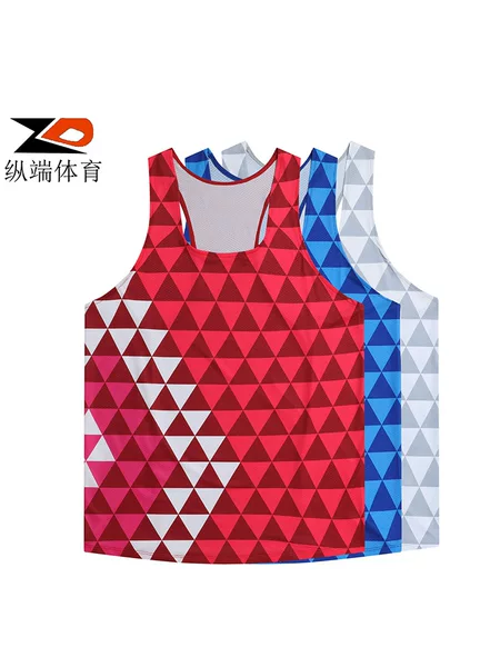 ZD longitudinal end men's track and field marathon running vest sports quick-drying breathable ultra-light mesh training suit