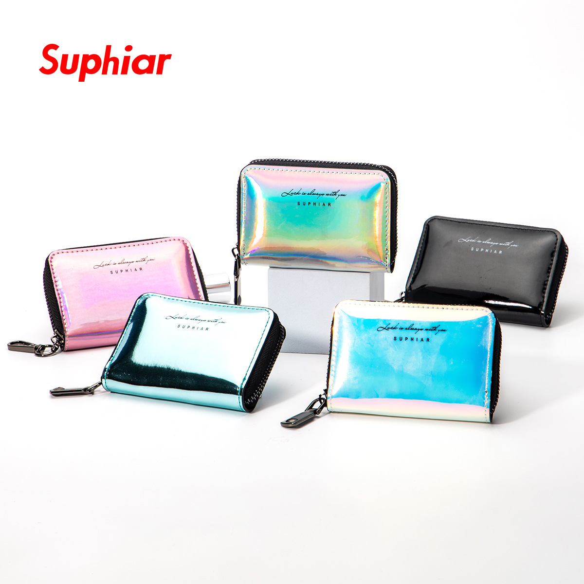 Nueva licencia de conducir de almacenamiento de gran capacidad con múltiples tarjetas, cremallera, tarjeta bancaria de color mágico láser, bolso de órgano de mujer de moda