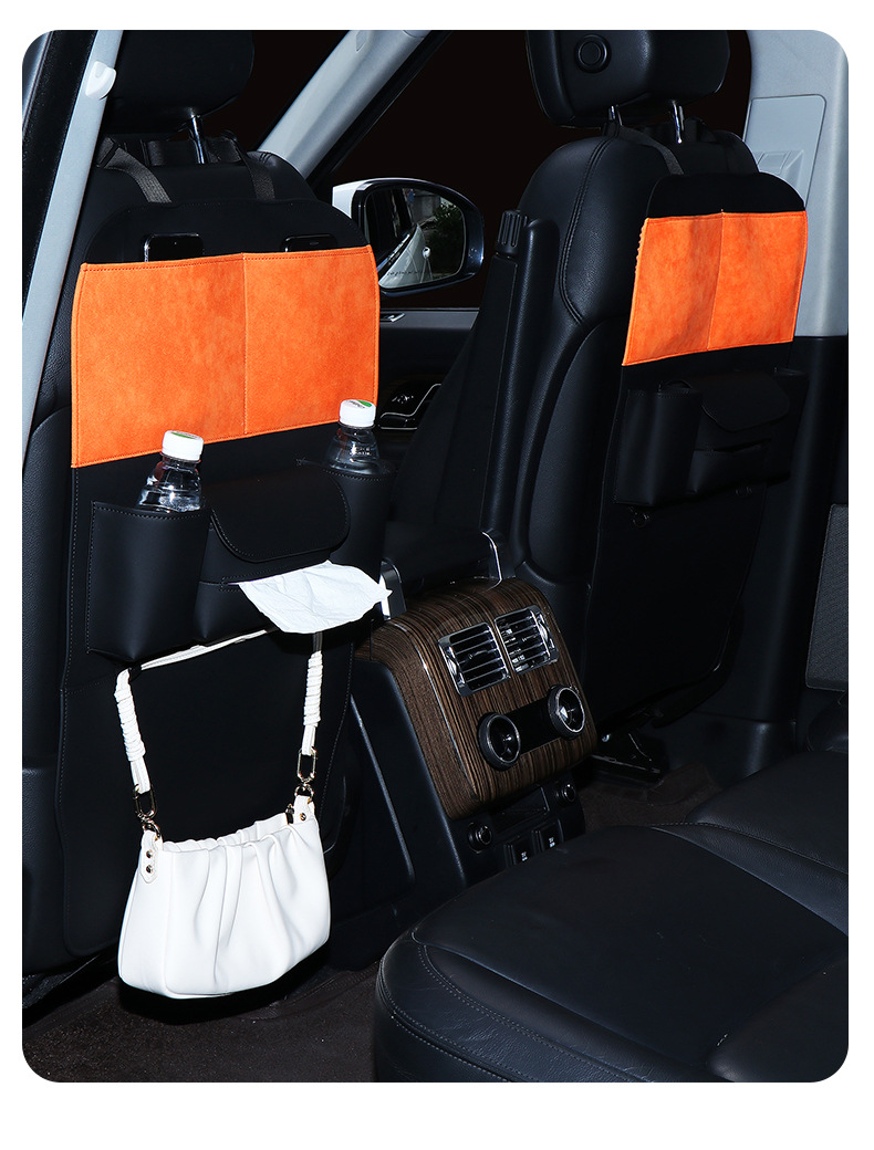 Car Rear Seat Hook Storage Bag Tissue Box Multi-Functional Storage Bag Anti-Kick Pad Car Self-Driving Travel Goodies