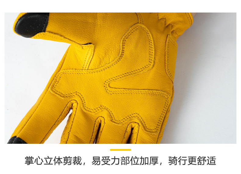 Monster Park Motorcycle Gloves Genuine Sheepskin Retro Cruise Harley Anti-Fall Motorcycle Riding Equipment Autumn