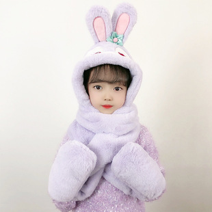 Children's children's hat three new thick scarf hat three-piece set winter warm cartoon children's hat