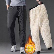 冬季冲锋棉裤男外穿东北宽松直筒羊羔绒加绒加厚保暖大码休闲长裤
